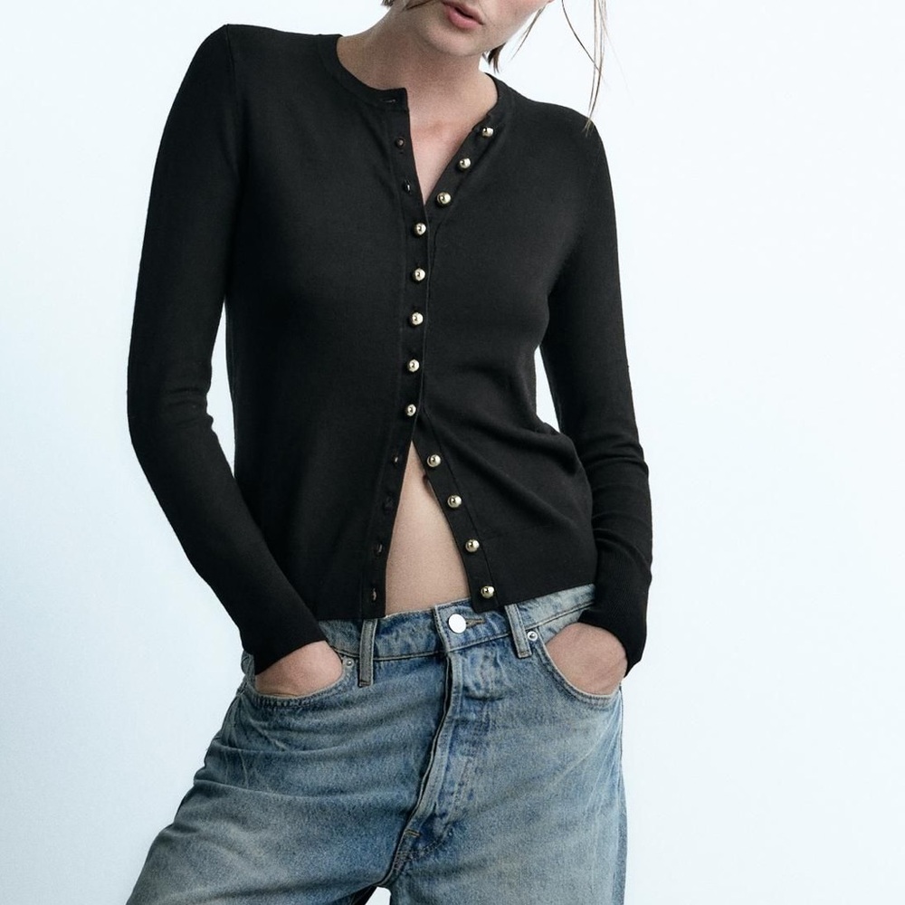 Zara Black caridgan with Gold Buttons